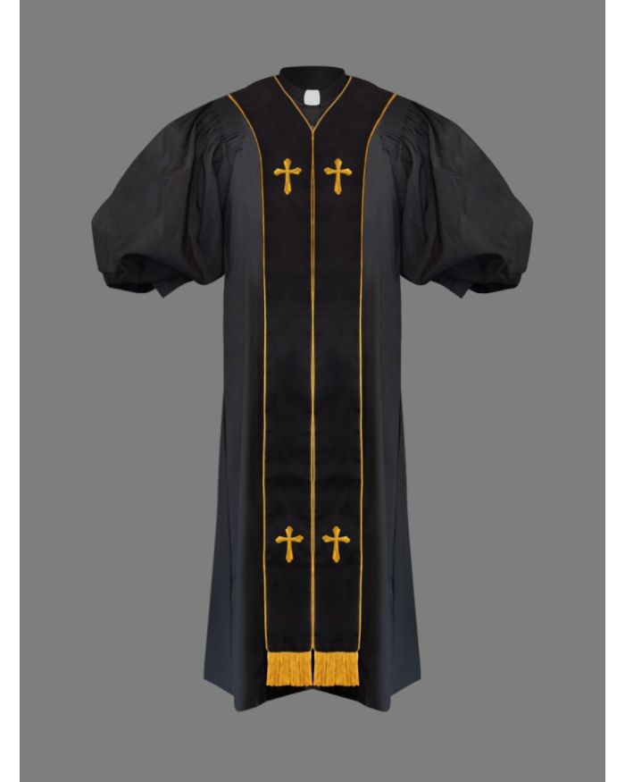 Clergy Pulpit Robe in Black and Gold