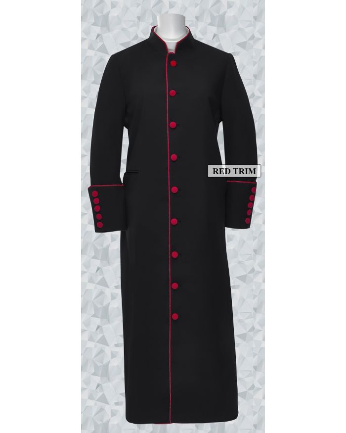153 W. Women's Clergy/Pastor Robe Black/Red Trim
