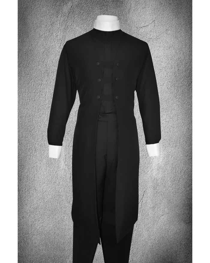 Ministerial Full Collar Vesture Set Black/Black (White Cuffs)