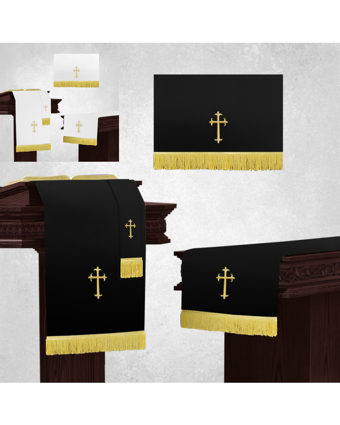 Reversible White and Black Church Parament Set