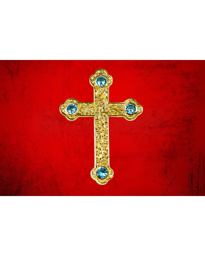Premium Pectoral Cross Pendant & Chain Set with Blue