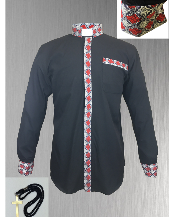 144. Custom Edition Meraki Argyle Men’s Tab Collar Clergy Shirt Set - Black
