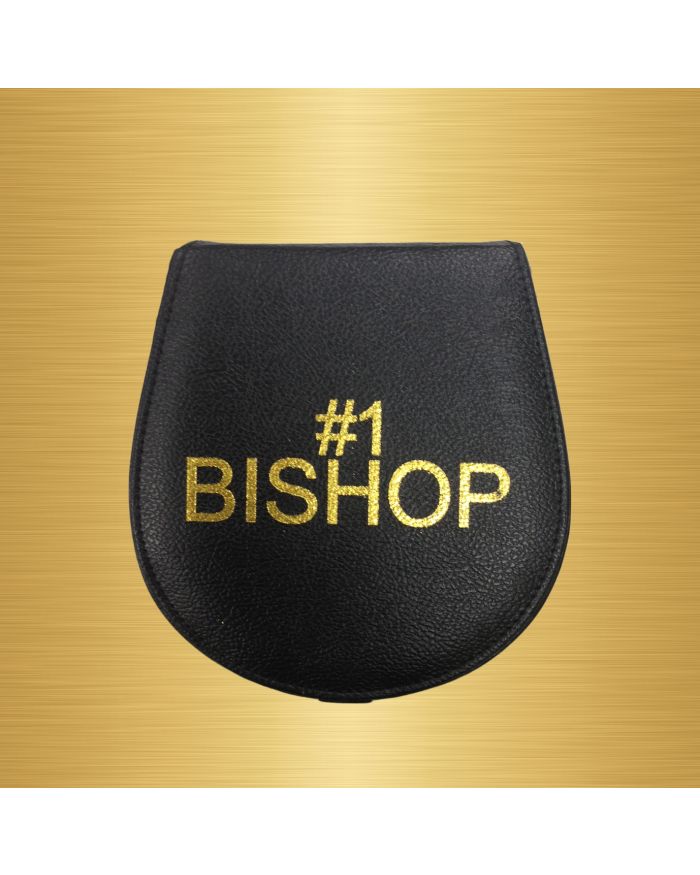 Black Clergy Collar Case With Gold Bishop