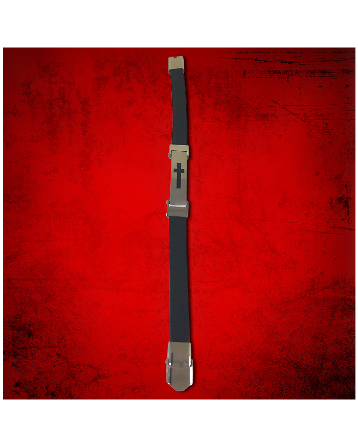 Cross Bracelet Black with Black on Silver Cross