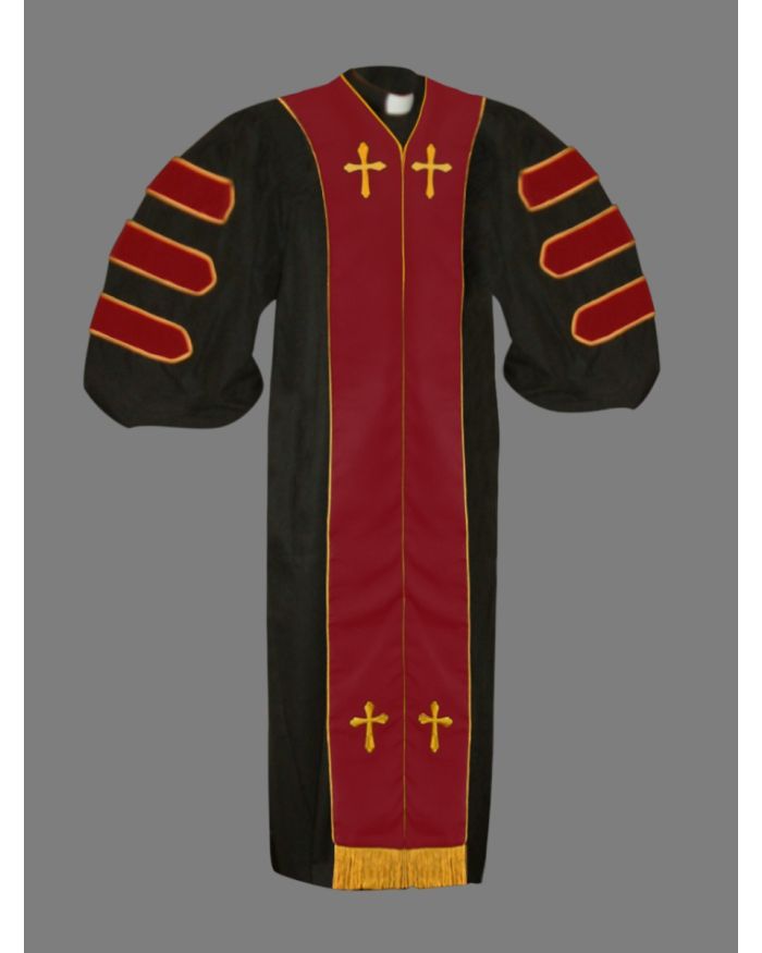 Dr. Of Divinity Clergy Robes in Black with Red & Gold 