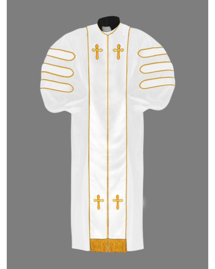Dr. of Divinity Clergy Robe with White and Gold Doctor Bars