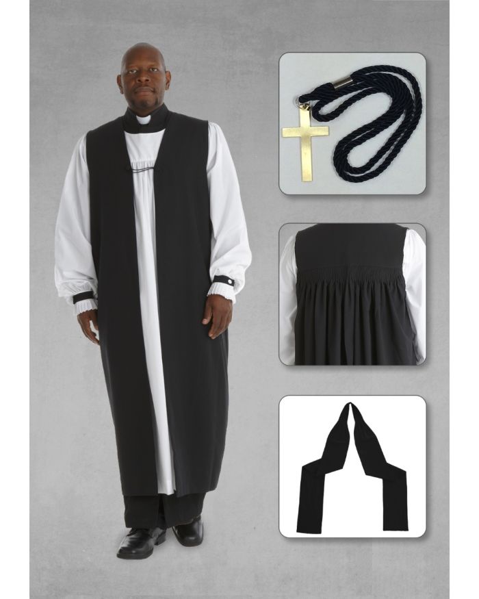 Elder and Pastor's Clergy Chimere with Rochet in Black