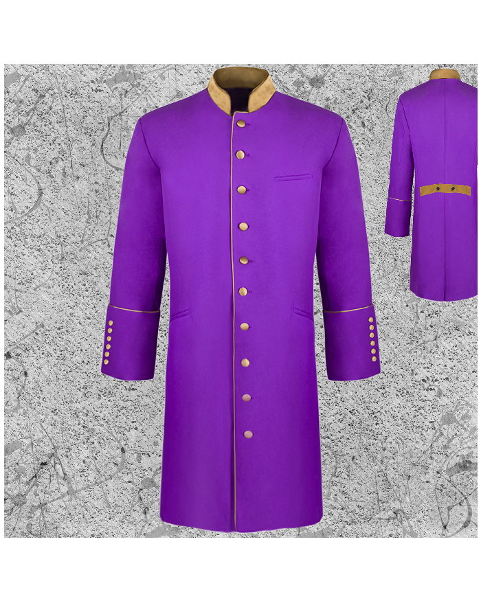 Men's Long Frock Jacket Clergy Purple