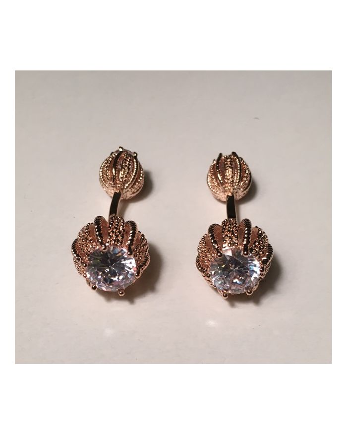 2 Pc. Water Lilly Different Chain and Stone Cufflinks on Back/Front 