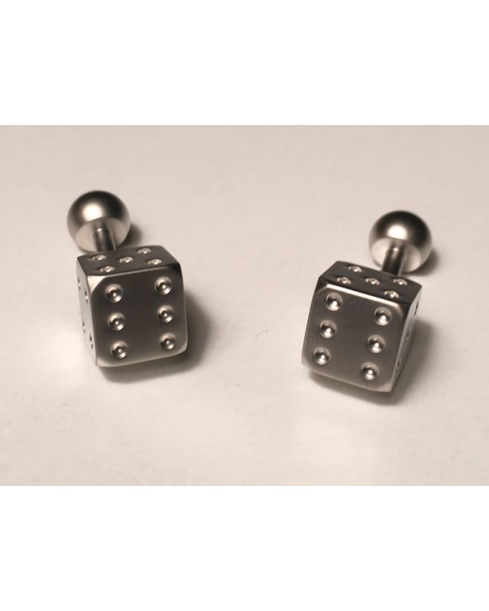 2 Pc. Chain-like Square Classy Dice Cufflinks in a Clean Silver