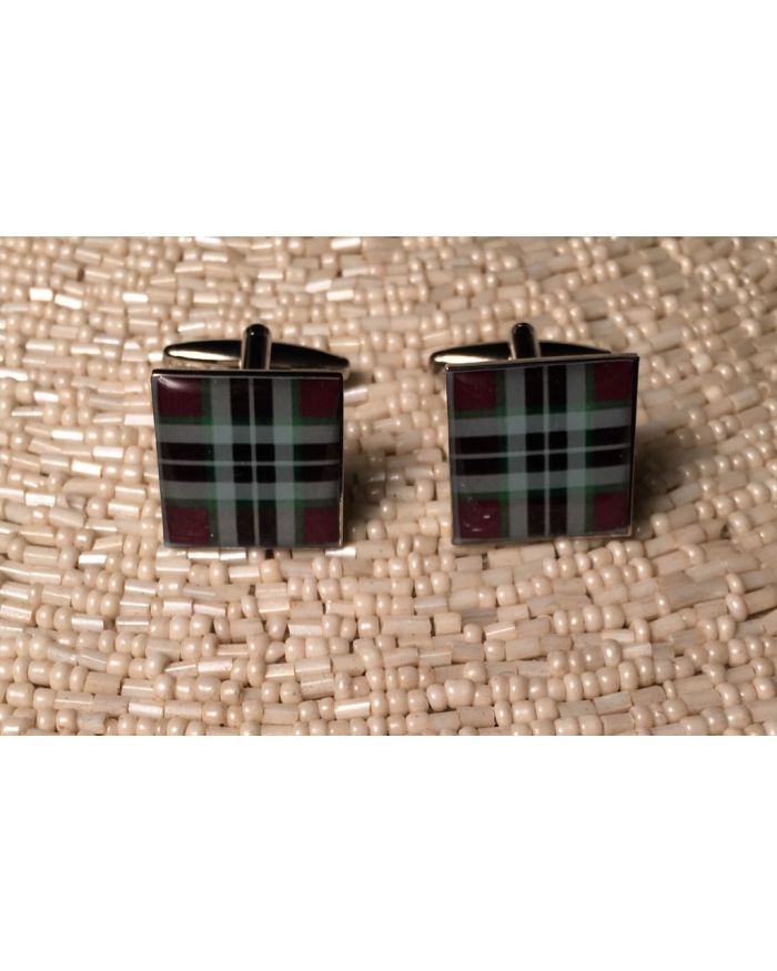 2 Pc. Green/Brown Plaid Fashion Design Cufflinks