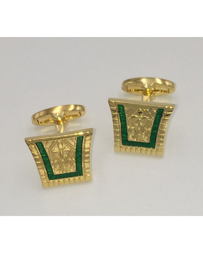 2 Pc. King of the Nile Style Cufflinks - Emerald Green