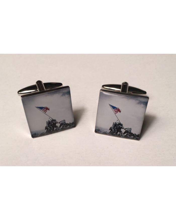 2 Pc. American Flag Iwo Jima Honoring Remembrance Cufflinks