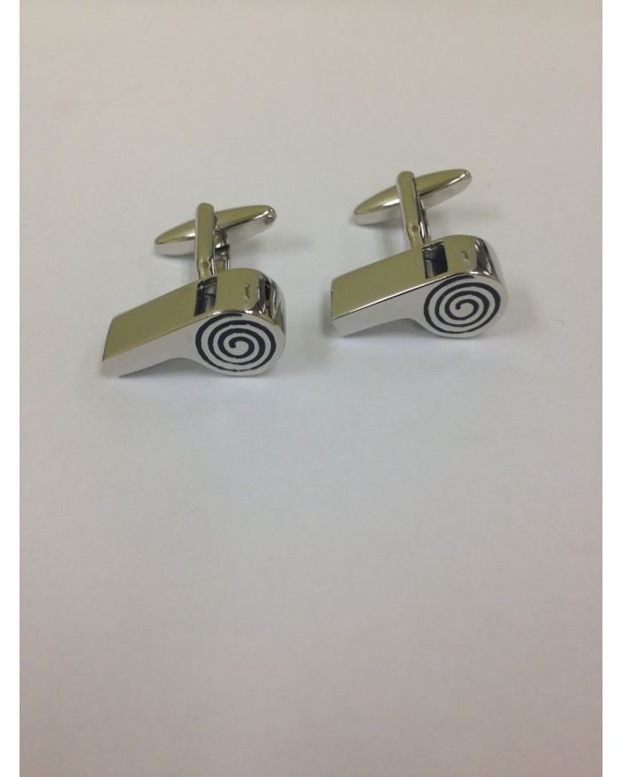 2 Pc. Real Working Whistle Silver Cufflinks