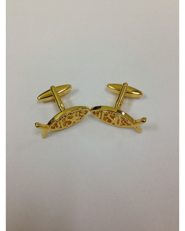 2 Pc. Gold Religious Jesus Fish Cufflinks