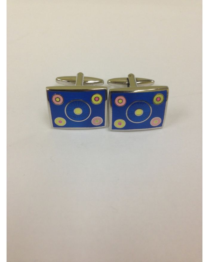 2 Pc. Blue Circle Crazy Design Cufflinks