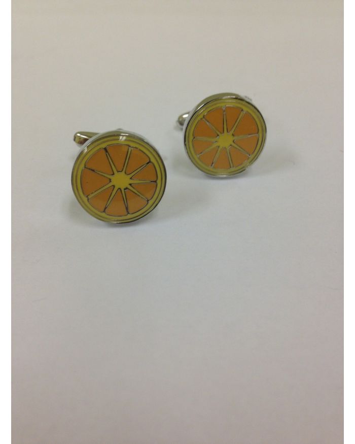 2 Pc. Circle Orange Tangerine Piece Cufflinks
