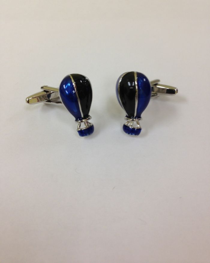 2 Pc. Silver/Blue Fun Hot Air Balloon Cufflinks