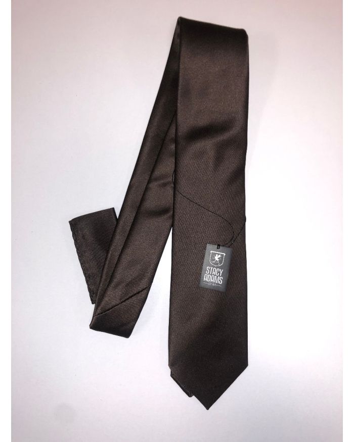 **Stacy Adams Premium Handmade Silk Slim Neck Tie AND HANKY - Solid Brown