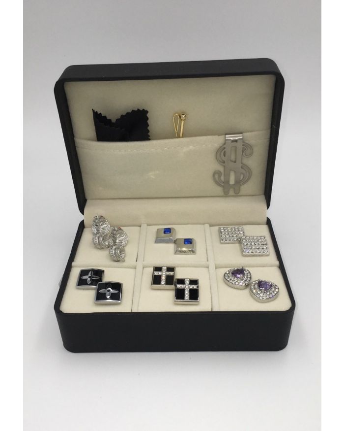 The Stone Box 6 Pairs of Cufflinks, Money Clip, Collar Bar