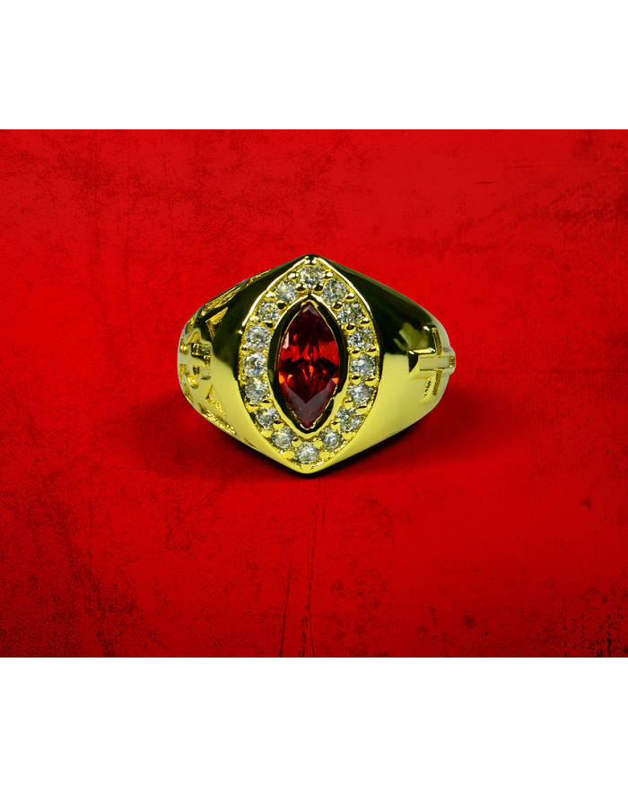 Womens Premium Clergy Ring with Red Stone - Gold w/ Red