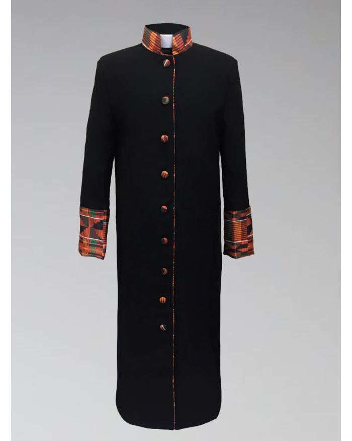Women's Black Kente Cloth Clergy Robe