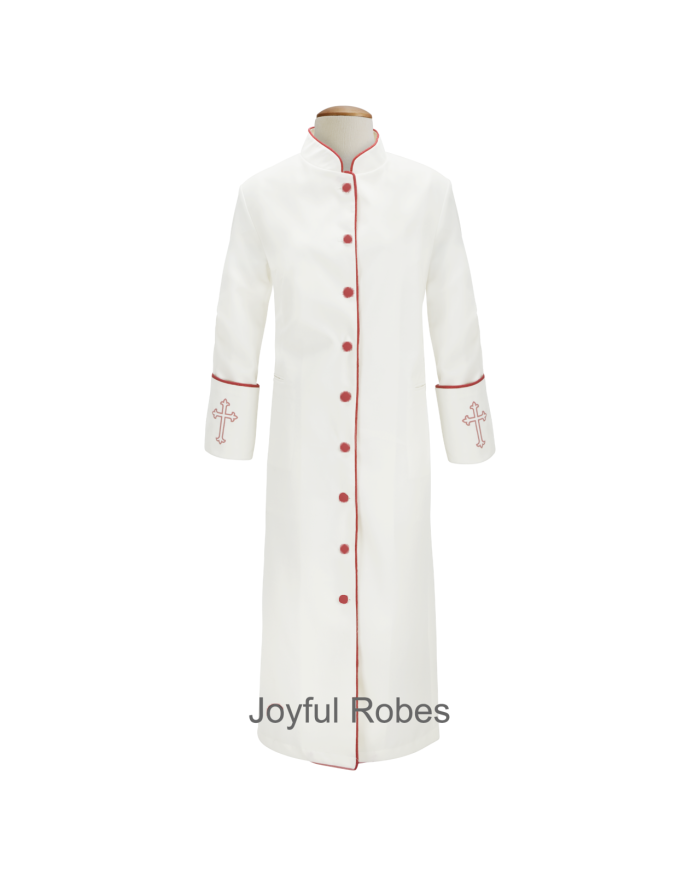201 W. Women's Clergy/Pastor Robe - White/Red Design