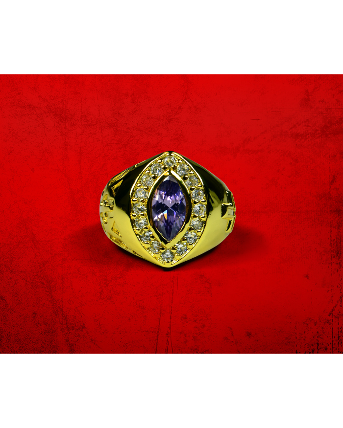 Womens Premium Clergy Ring with Purple Stone - Gold w/ Purple