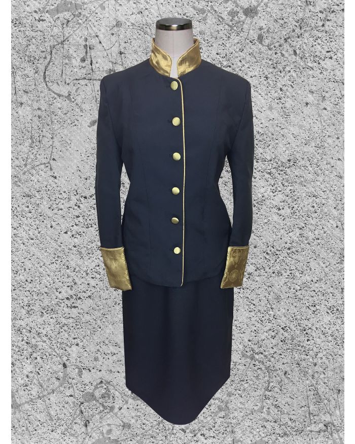 Black and Gold Clergy Suit for Women with Brocade
