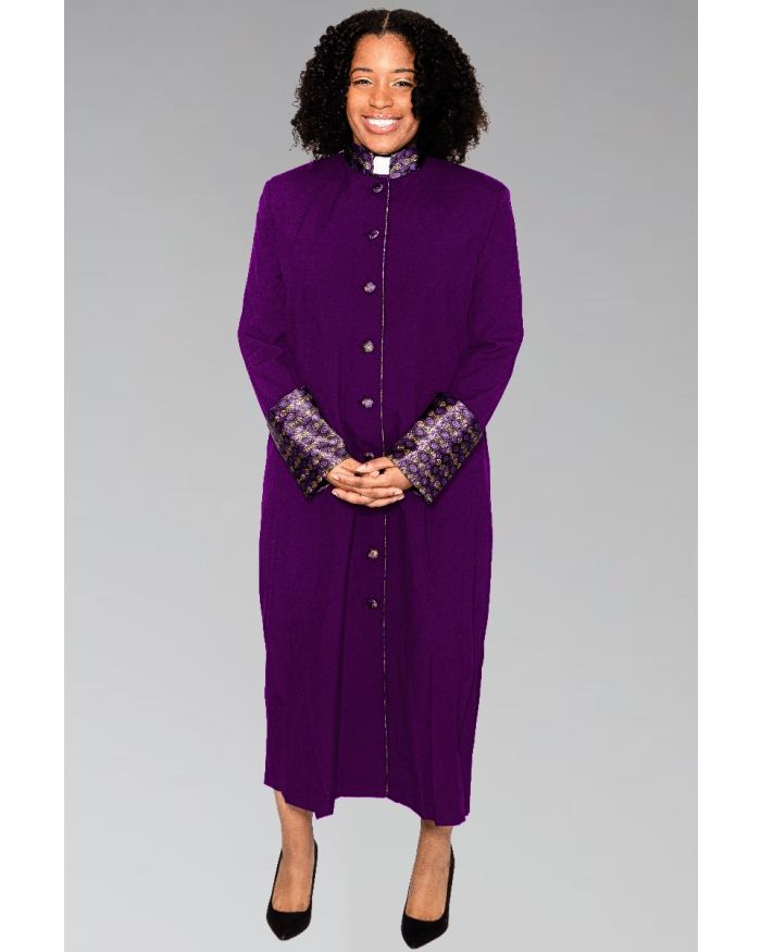 Ladies Clergy Robe Purple with Special Purple Brocade