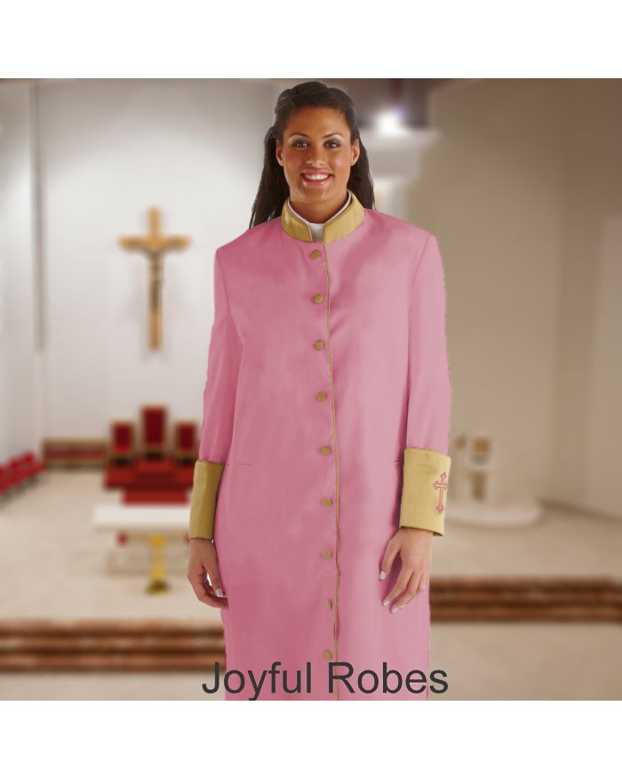 312 W. Women's Clergy/Pastor Robe Rose/Gold Cuff