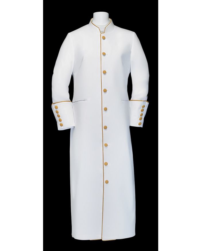 163 W. Ladies Clergy/Pastor Robe - White/Gold Trim