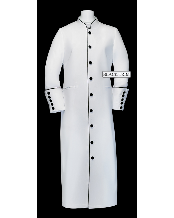 168 W. Women's Clergy/Pastor Robe - White/Black Trim
