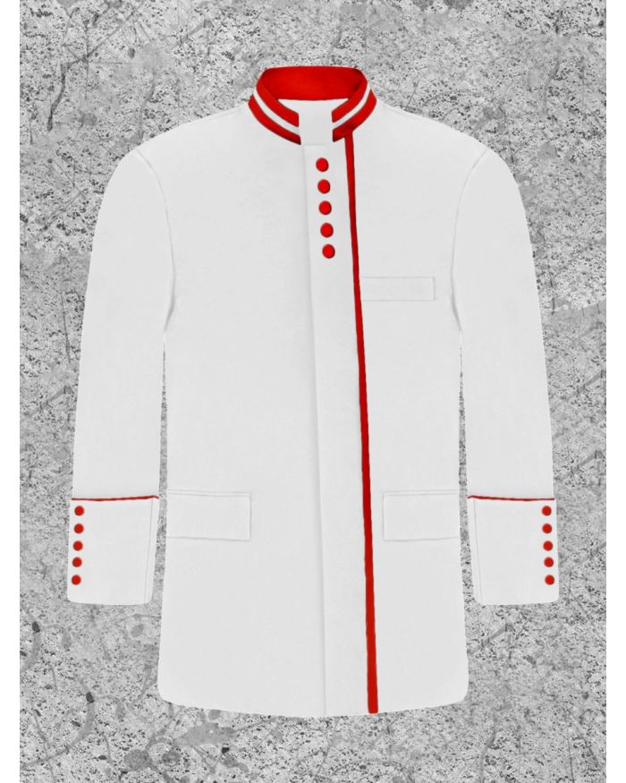 Men's White and Red Clergy Frock Coat