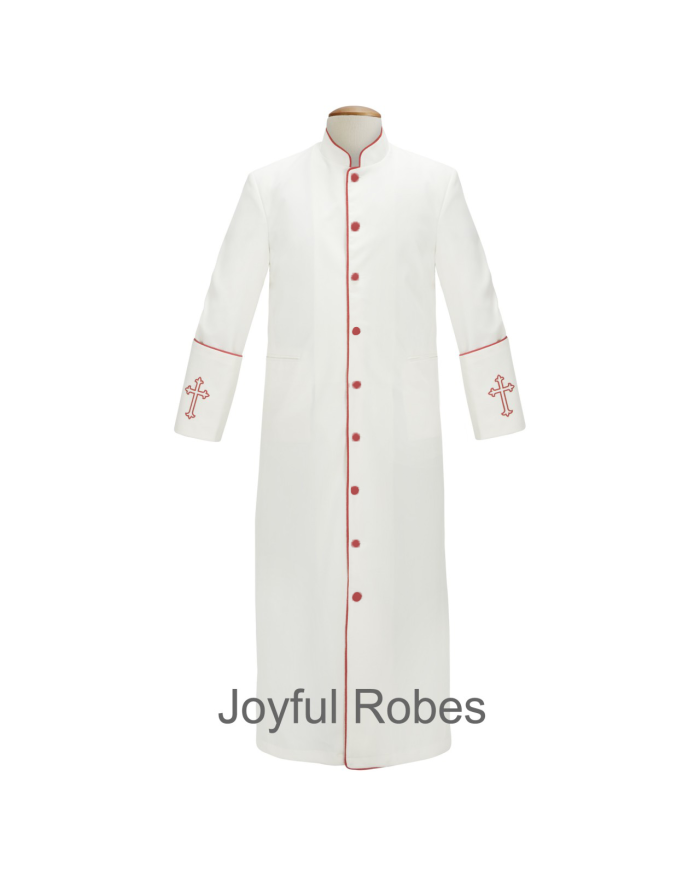 201 M. Men's Clergy/Pastor Robe - White/Red Design