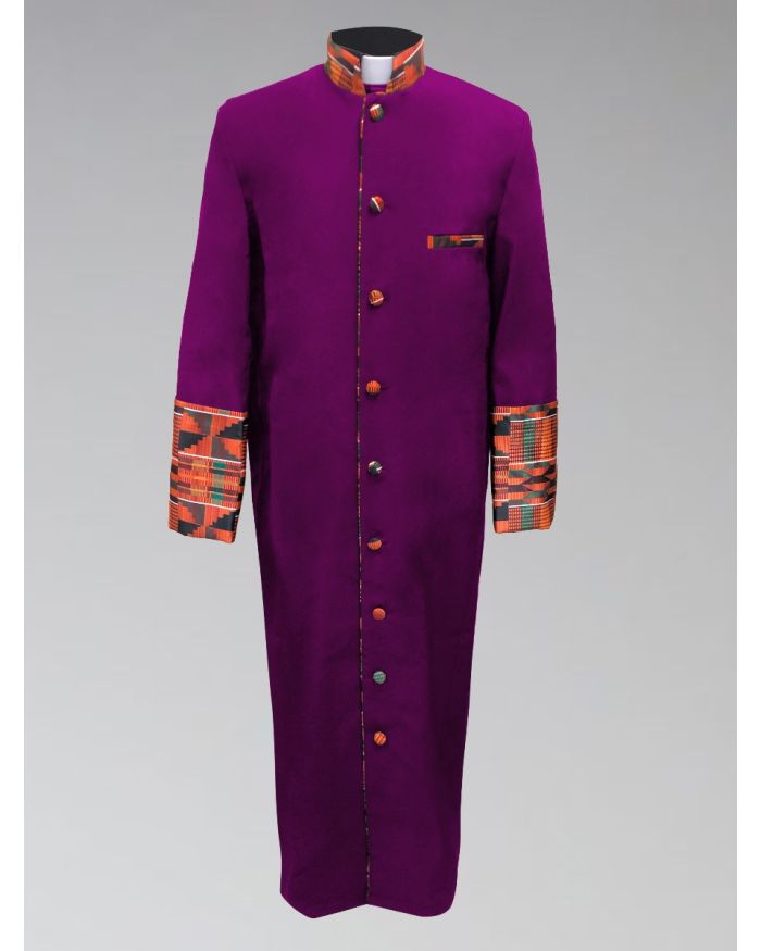 Men's Purple Kente Cloth Clergy Robe