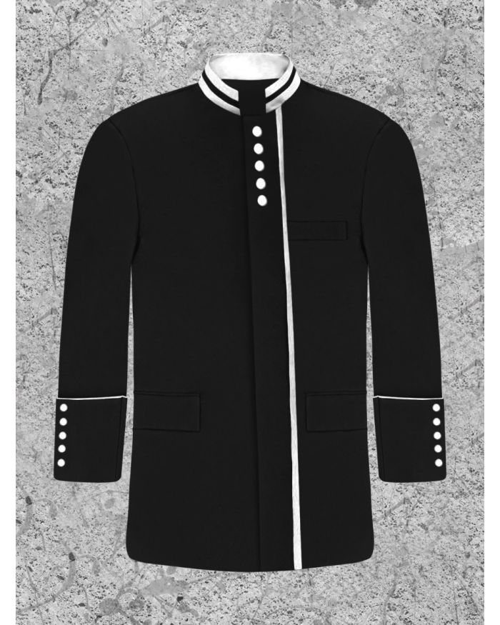 Black and White Modern Button Clergy Jacket