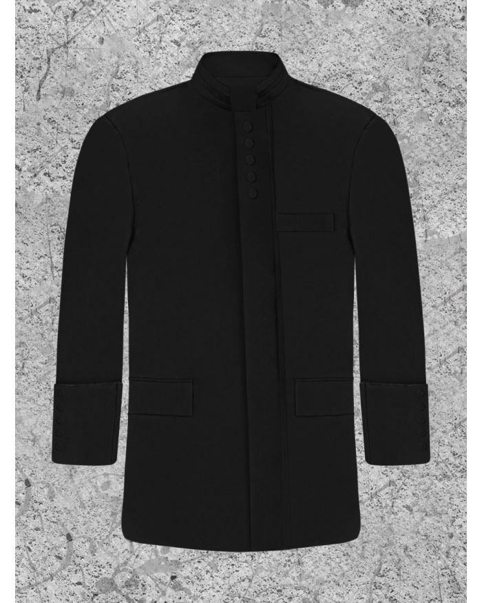 Solid Black Clergy Jacket For Modern Priest