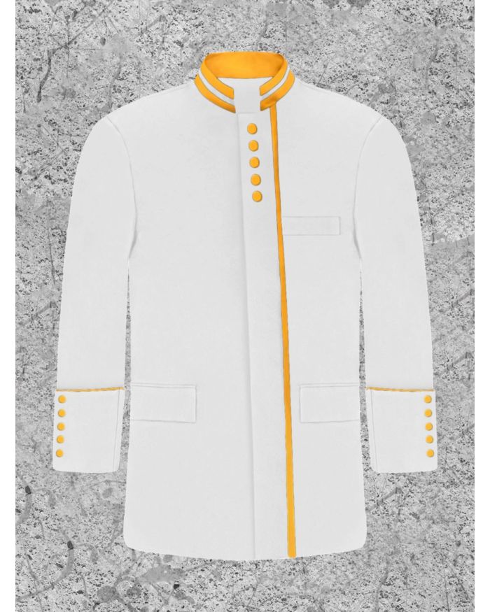 Modern White and Gold Clergy Jacket for Men