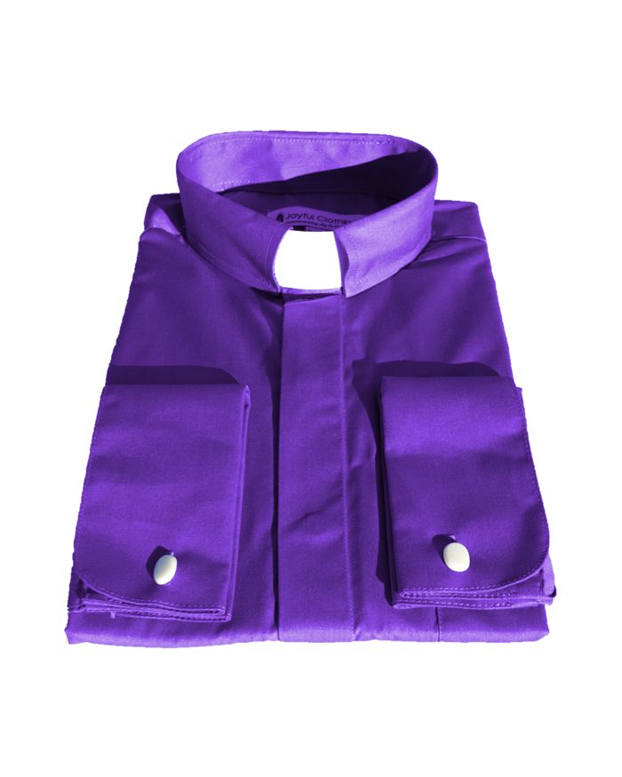 105. Men's Long-Sleeve Tab-Collar Clergy Shirt - Purple