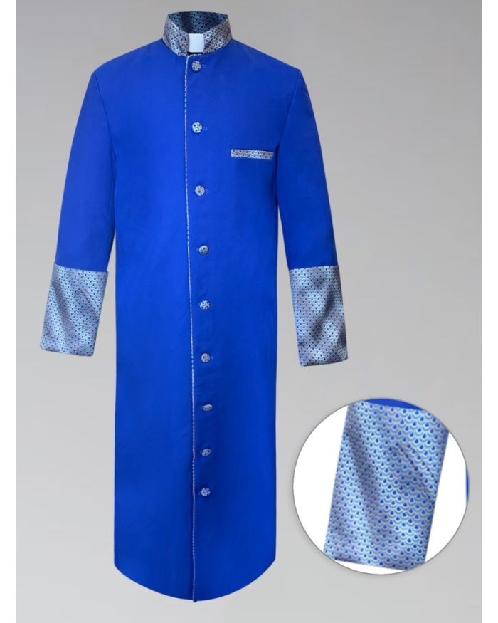 Mens Custom Brocade Royal and Gold Clergy Robe
