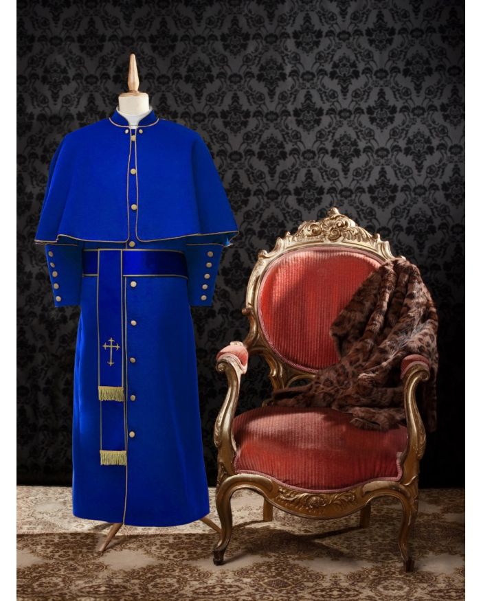*Limited Exclusive* Men's Pastor/Clergy Robe Royal/Deep Gold Luxury Ensemble