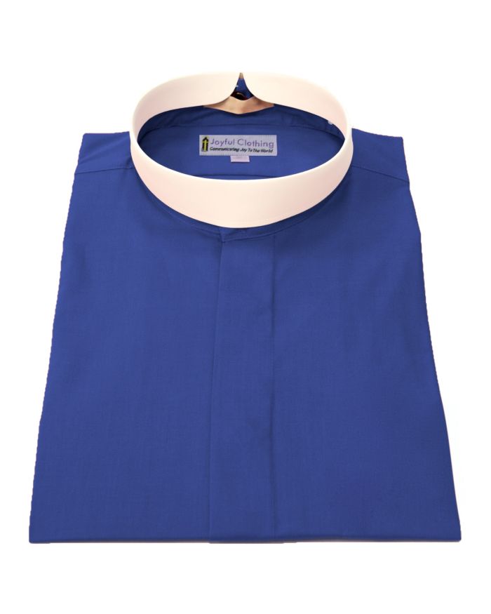 272. Men's Short-Sleeve (Banded) Full-Collar Clergy Shirt - Royal Blue