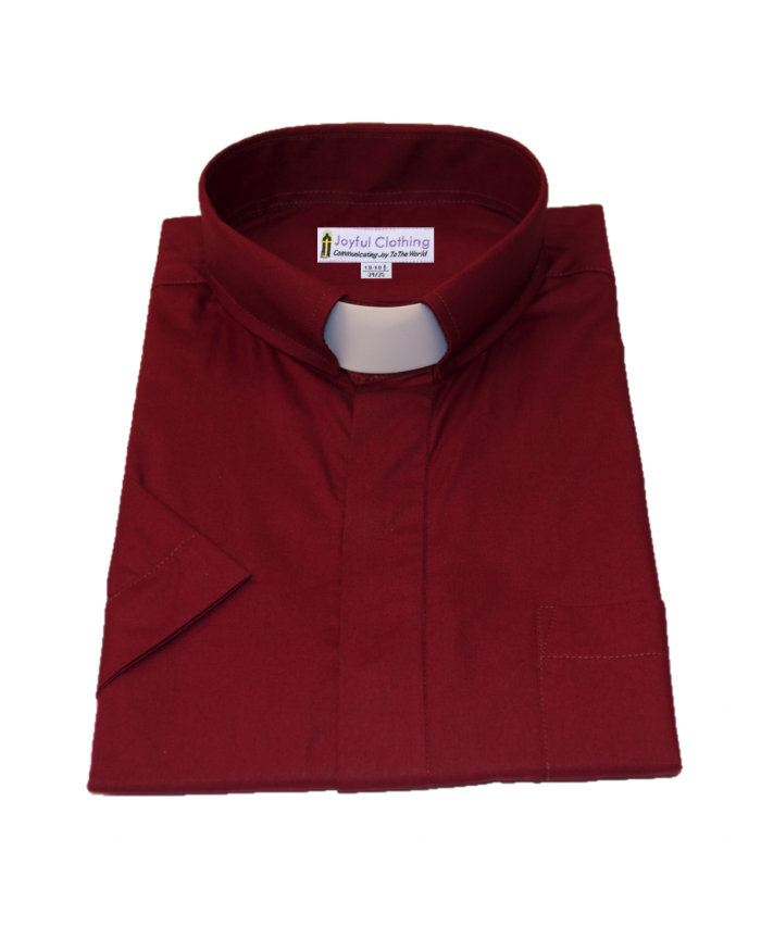 159. Men's Short-Sleeve Tab-Collar Clergy Shirt - Burgundy
