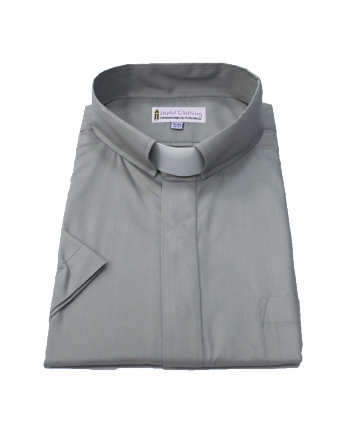 561. Women's Short-Sleeve Tab-Collar Clergy Shirt - Gray
