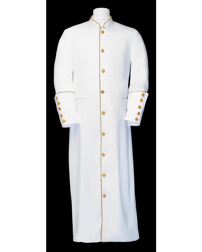 163 M. Men's Clergy/Pastor Robe - White/Gold Trim