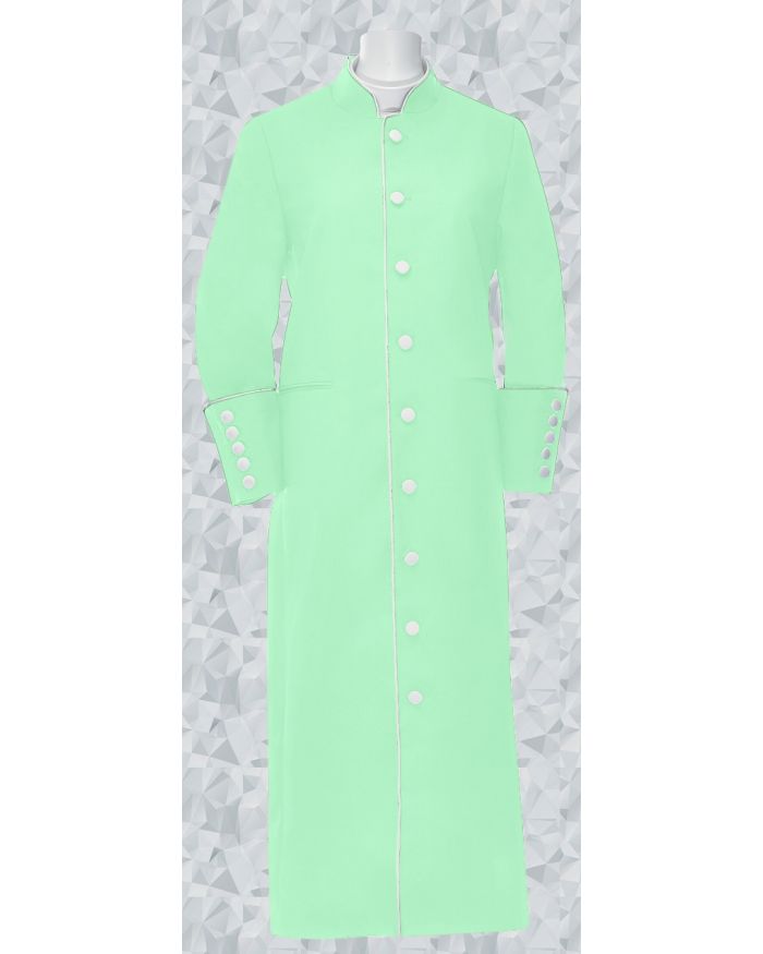 154 W. Women's Clergy/Pastor Robe Mint Green/White Trim 