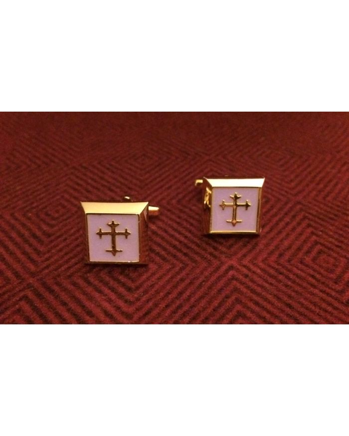 2 Pc. Gold Square Cufflinks w/ Lilac Cover