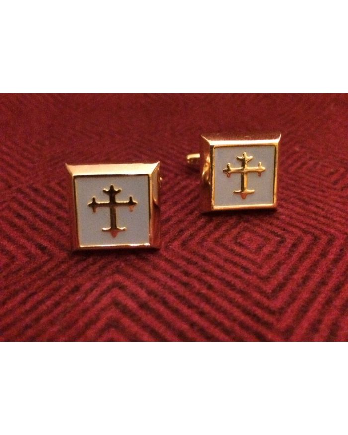 2 Pc. Gold Square Cufflinks w/ Silver Cover