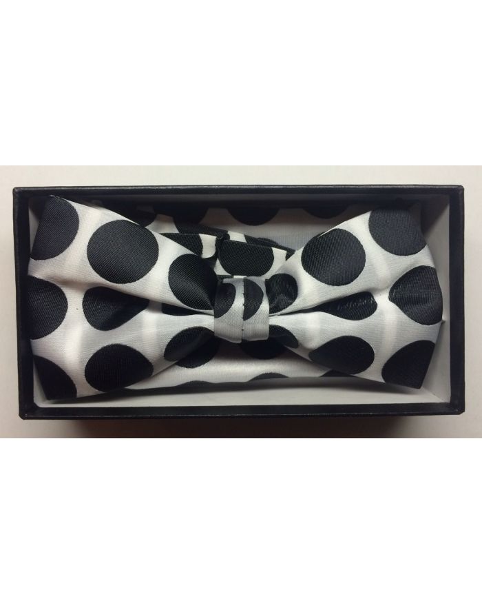 Men's Supreme© Polka Dot Bow Tie + Hanky - White & Black